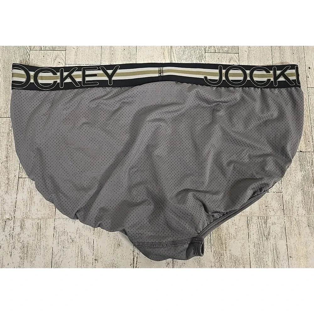 Jockey Sport Underwear XL Brief Stability Pouch Gray Breathable Mesh Lot of 2